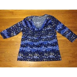 WOMENS NY COLLECTION BLUE BLOUSE TOP DRESSY XL